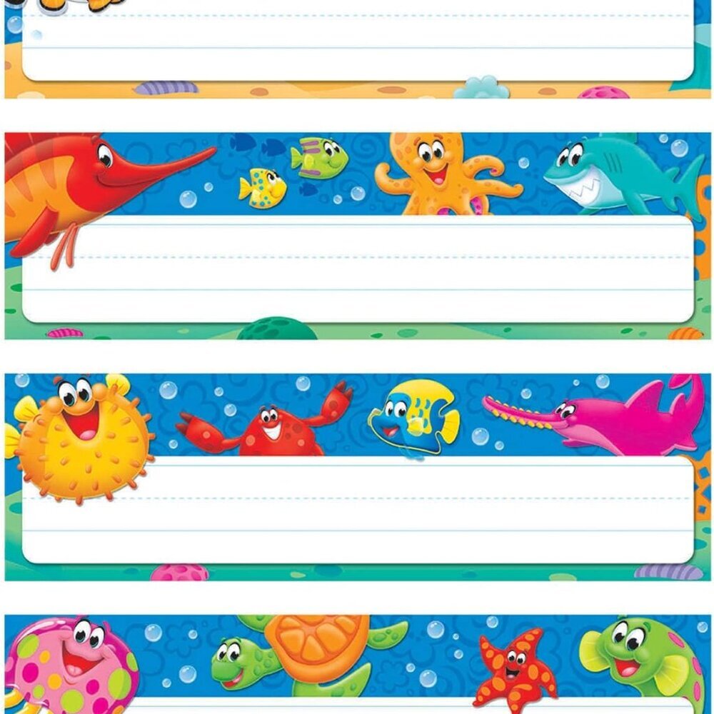 TREND Sea Buddies Desk Toppers Name Plates Variety Pack, 2-7/8" x 9-1/2", 32 Cou